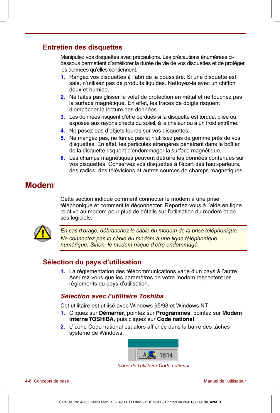 Modem | Toshiba Satellite Pro 4220 User Manual | Page 66 / 238