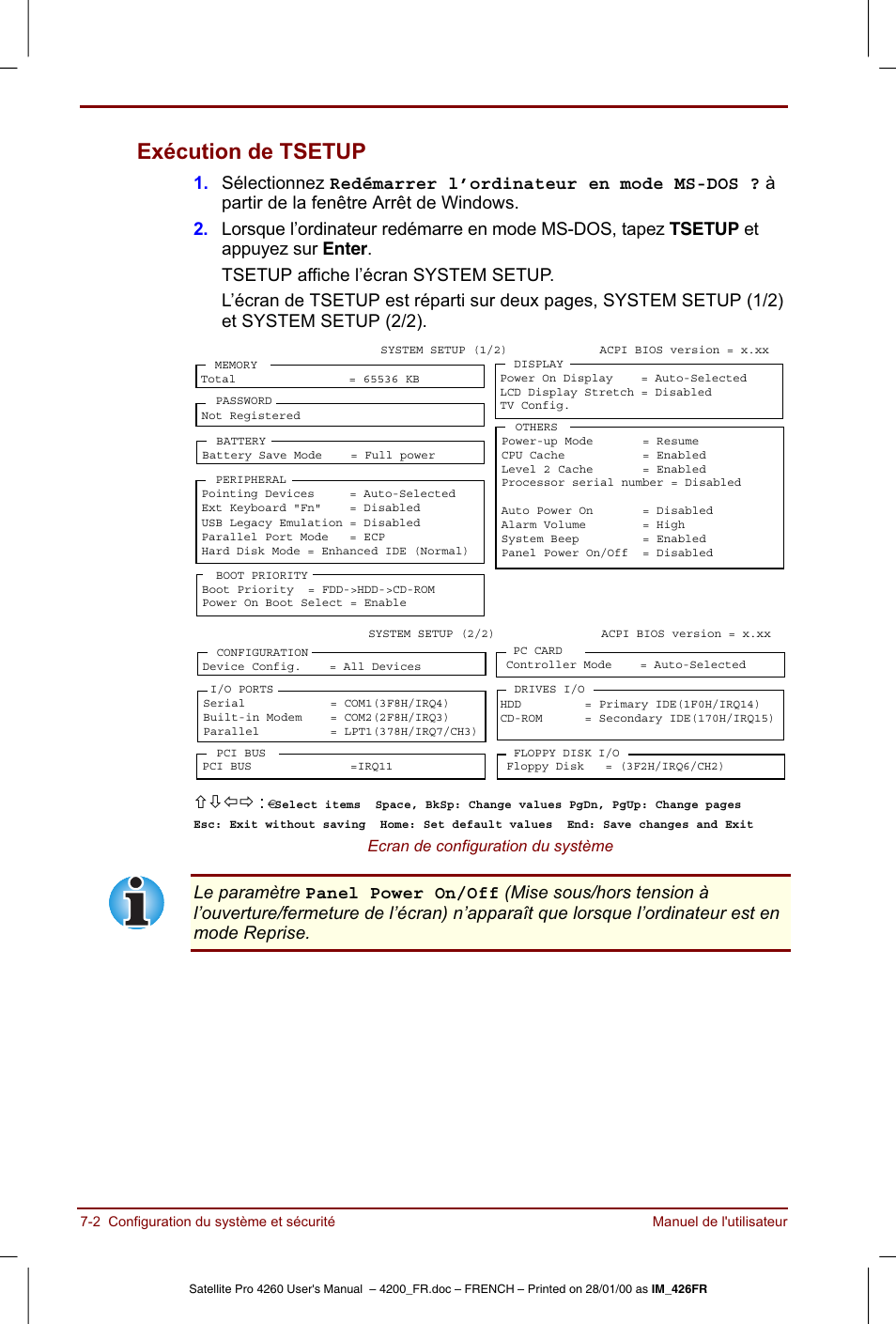 Panel power on/off | Toshiba Satellite Pro 4220 User Manual | Page 94 / 238