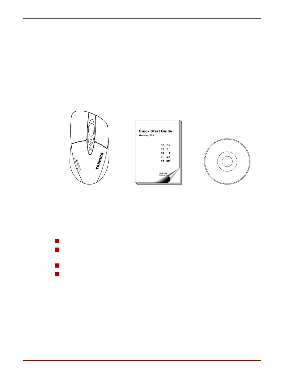 Manuale utente, Introduzione, Verifica dei componenti | Istruzioni per la sicurezza | Toshiba Gaming Mouse X20 User Manual | Page 56 / 102