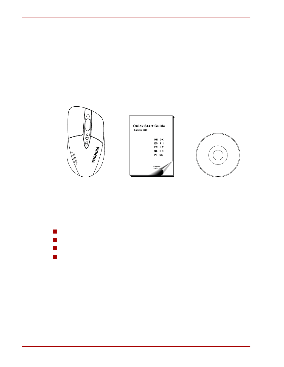 Användarhandbok, Inledning, Kontrollera delarna | Säkerhetsanvisningar, Kontrollera delarna säkerhetsanvisningar | Toshiba Gaming Mouse X20 User Manual | Page 92 / 102