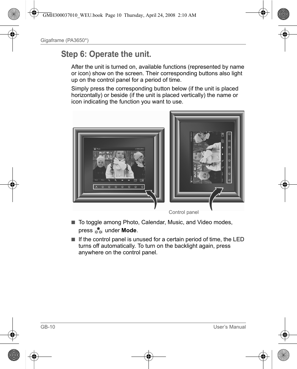 Step 6: operate the unit | Toshiba Gigaframe Q-Series User Manual | Page 10 / 220