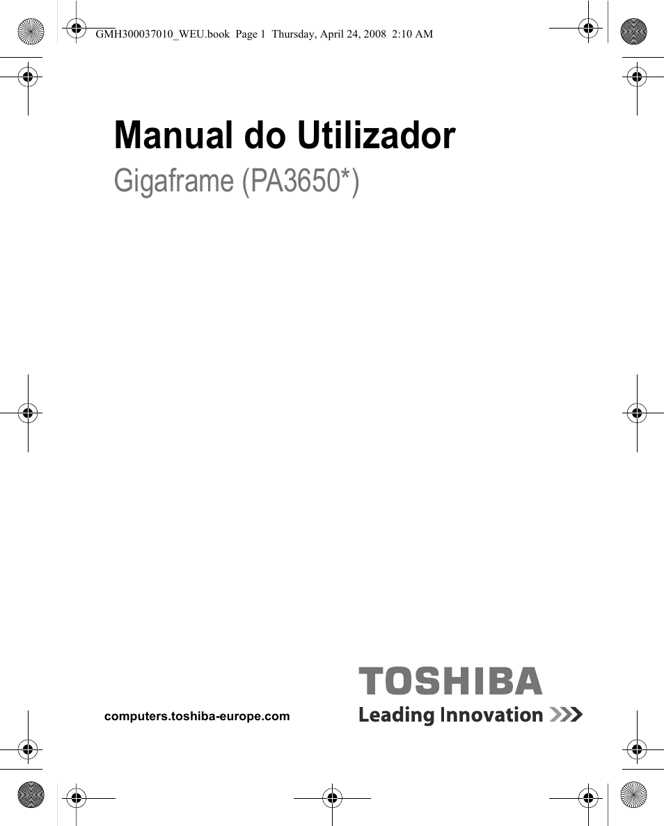 Manual do utilizador, Gigaframe (pa3650*) | Toshiba Gigaframe Q-Series User Manual | Page 121 / 220