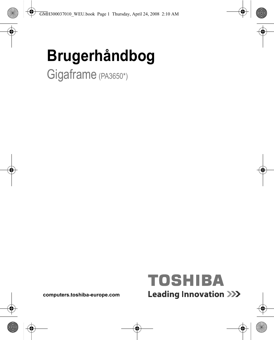 Brugerhåndbog, Gigaframe | Toshiba Gigaframe Q-Series User Manual | Page 181 / 220