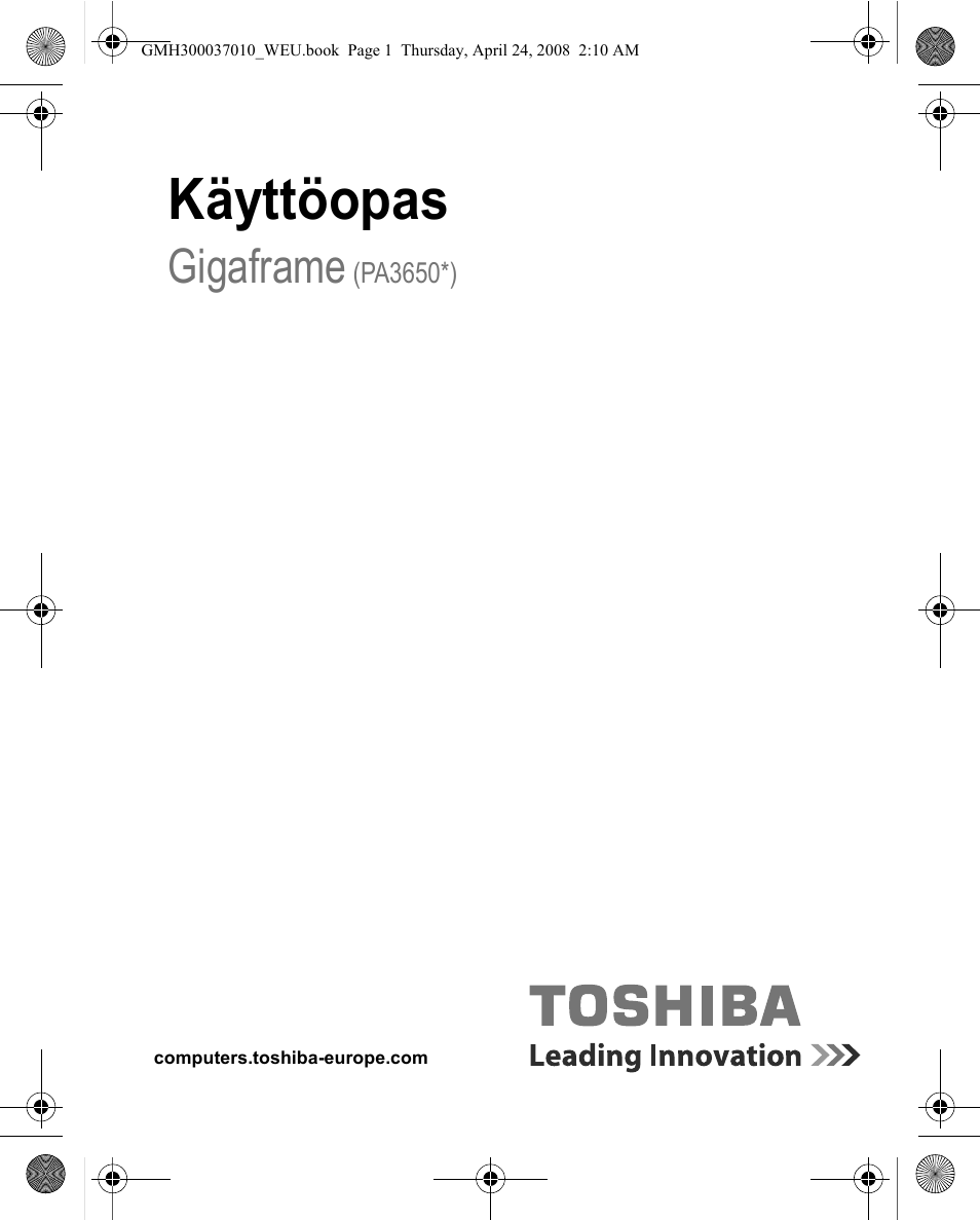 Käyttöopas, Gigaframe | Toshiba Gigaframe Q-Series User Manual | Page 201 / 220