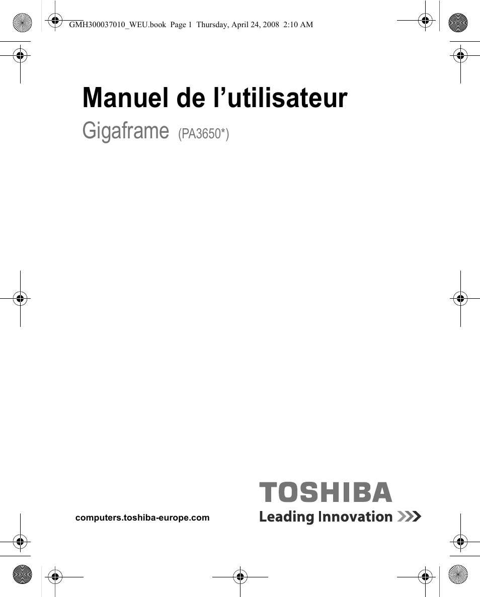 Manuel de l’utilisateur, Gigaframe | Toshiba Gigaframe Q-Series User Manual | Page 21 / 220