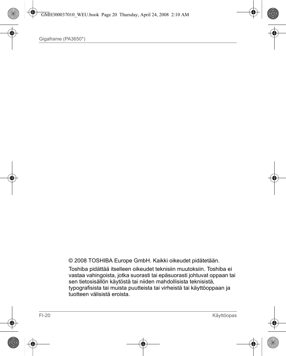 Toshiba Gigaframe Q-Series User Manual | Page 220 / 220