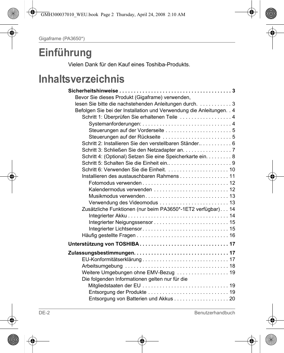 Toshiba Gigaframe Q-Series User Manual | Page 42 / 220