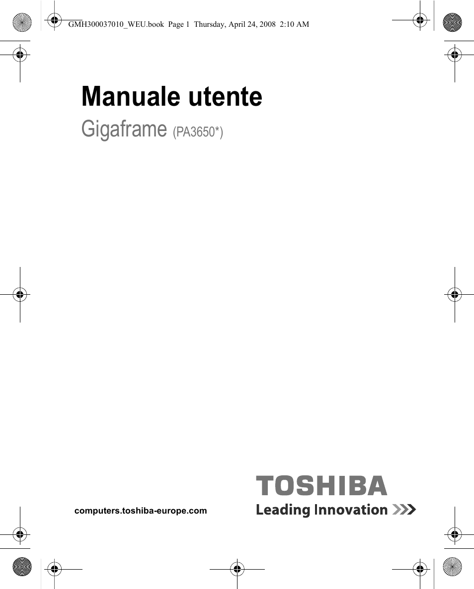 Manuale utente, Gigaframe | Toshiba Gigaframe Q-Series User Manual | Page 81 / 220