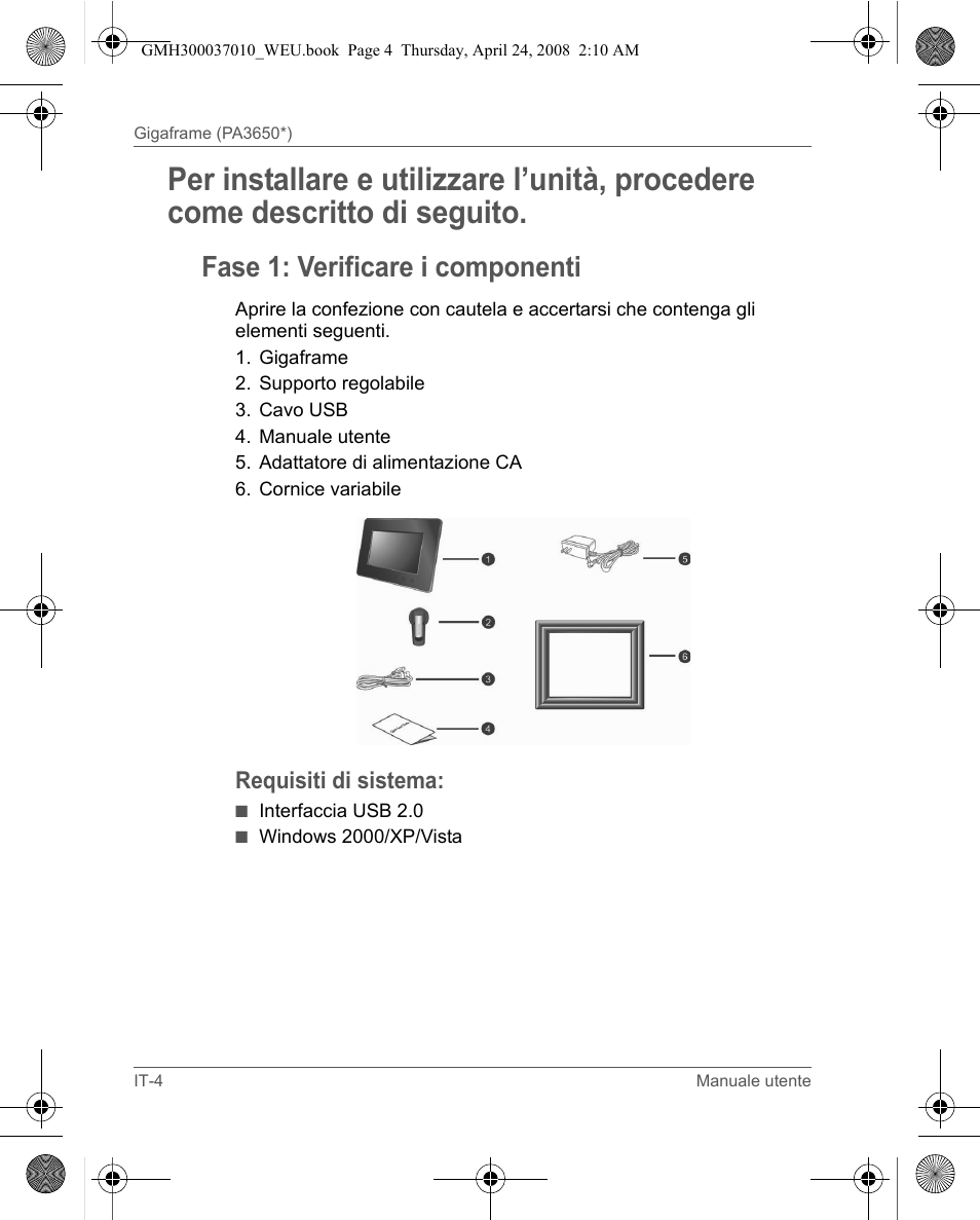 Fase 1: verificare i componenti | Toshiba Gigaframe Q-Series User Manual | Page 84 / 220