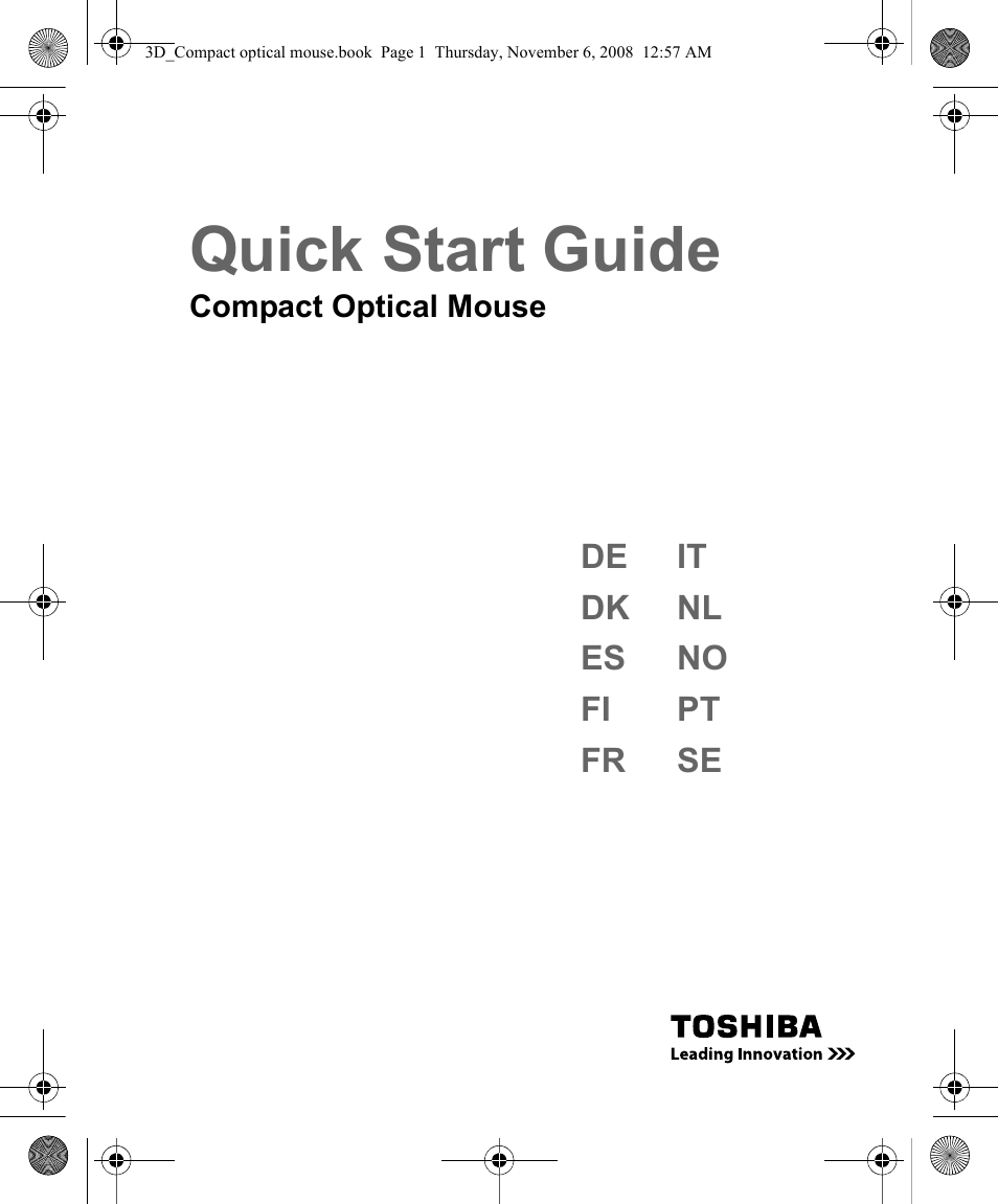 Toshiba Compact Optical Mouse User Manual | 68 pages