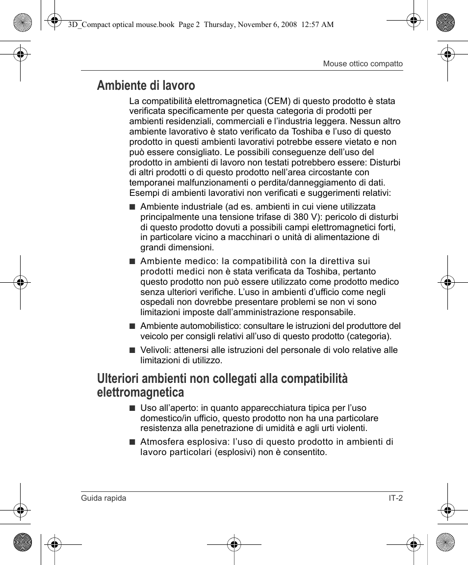 Ambiente di lavoro | Toshiba Compact Optical Mouse User Manual | Page 39 / 68