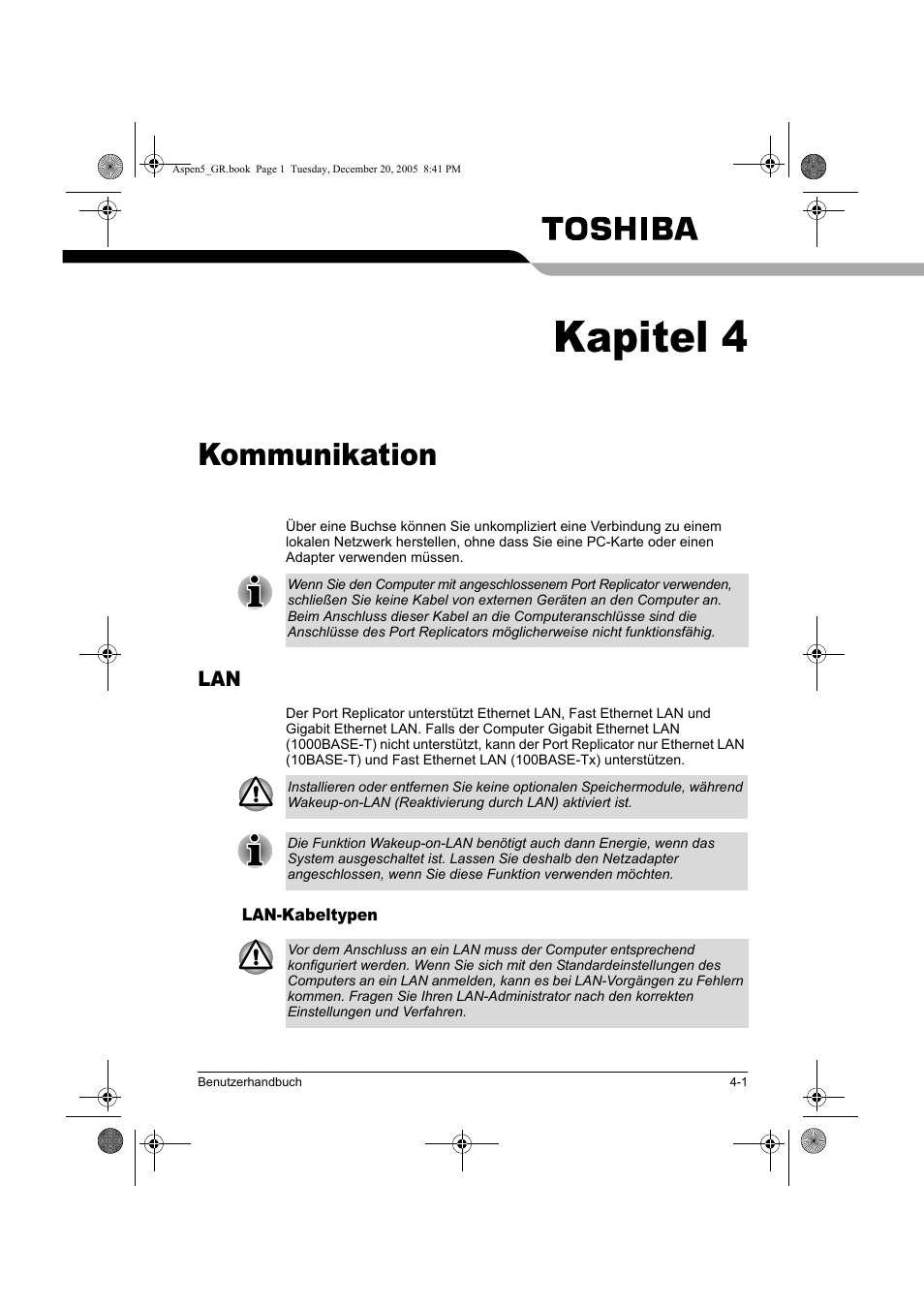 Kapitel 4, Kommunikation | Toshiba Express Port Replicator User Manual | Page 105 / 280