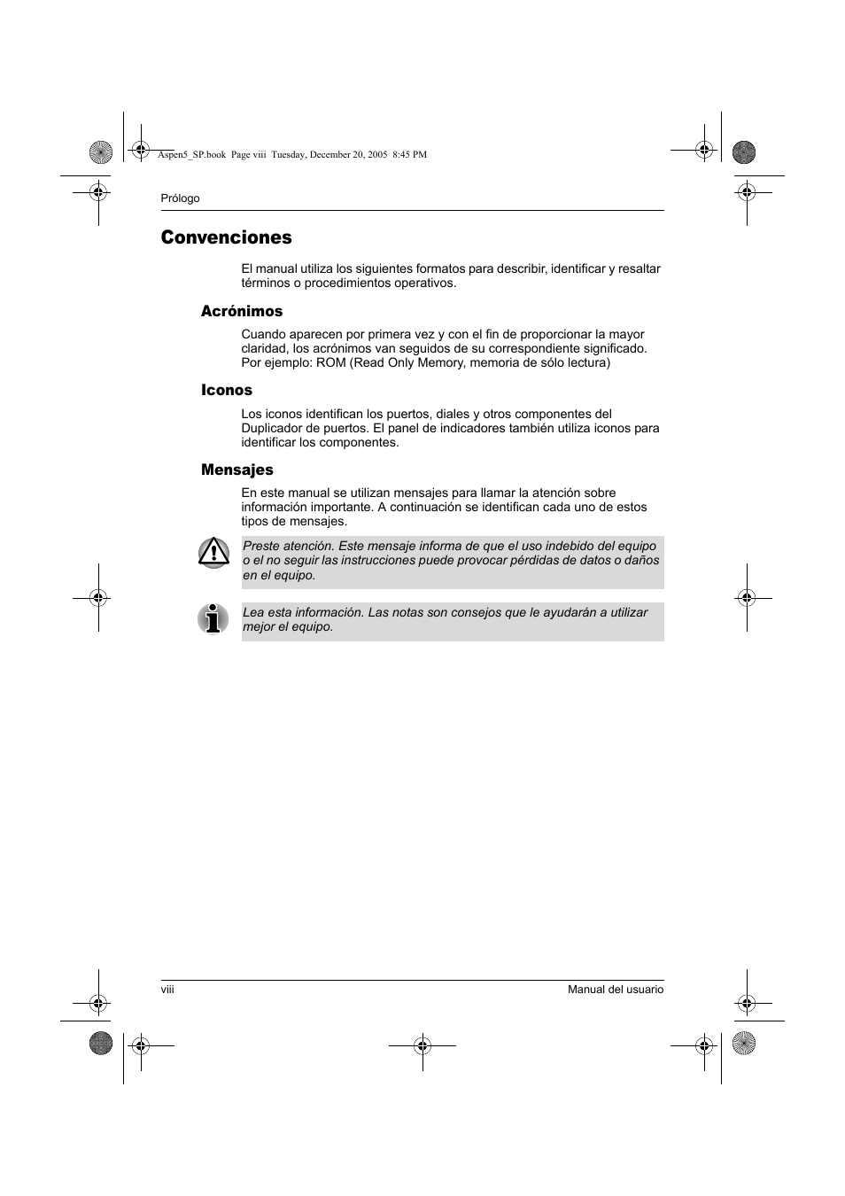 Convenciones | Toshiba Express Port Replicator User Manual | Page 128 / 280