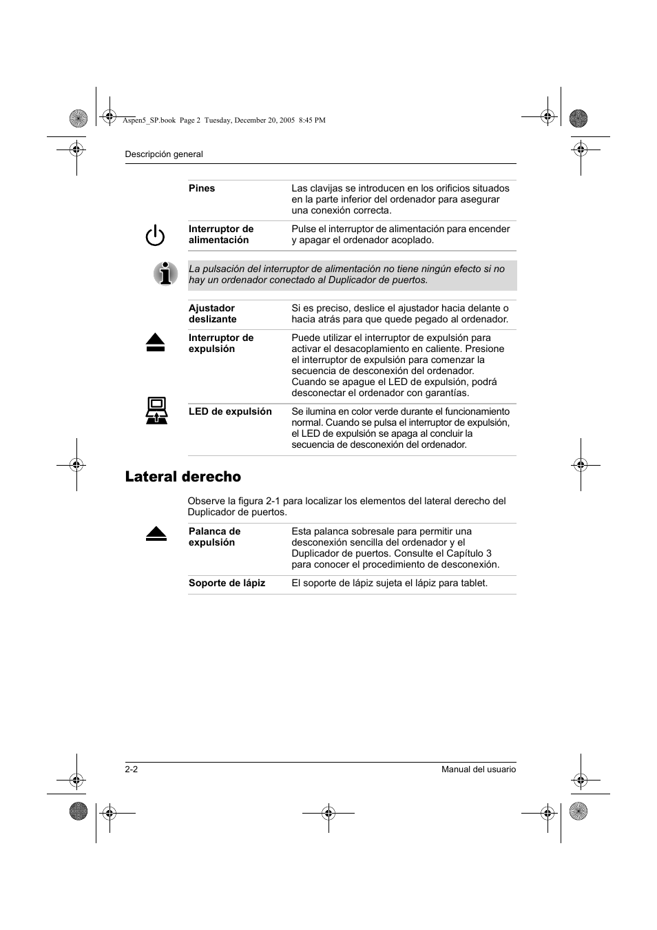 Lateral derecho | Toshiba Express Port Replicator User Manual | Page 134 / 280