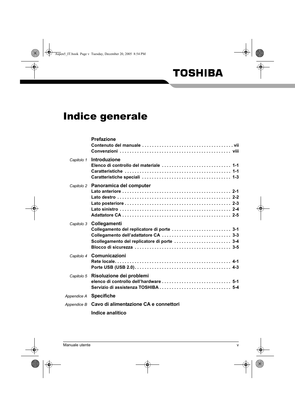 Indice generale | Toshiba Express Port Replicator User Manual | Page 165 / 280