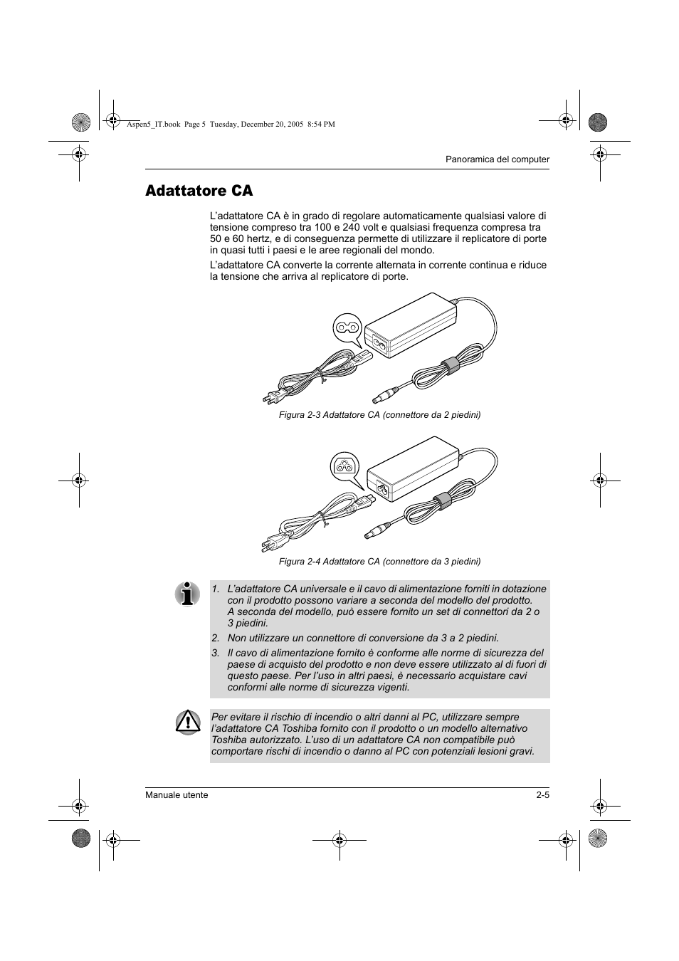 Adattatore ca | Toshiba Express Port Replicator User Manual | Page 177 / 280