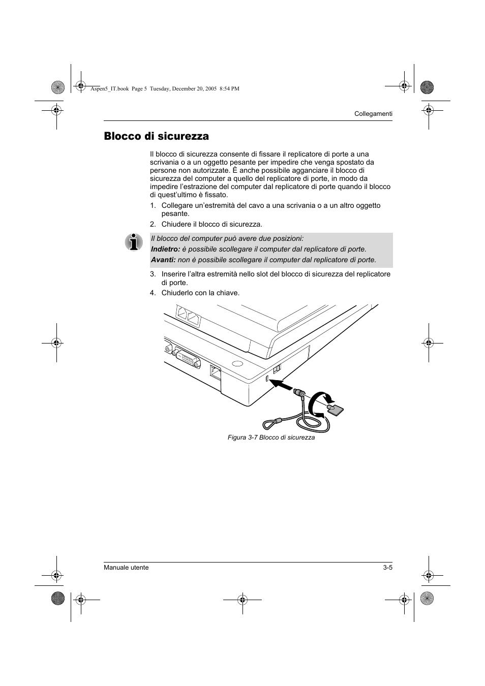 Blocco di sicurezza | Toshiba Express Port Replicator User Manual | Page 183 / 280