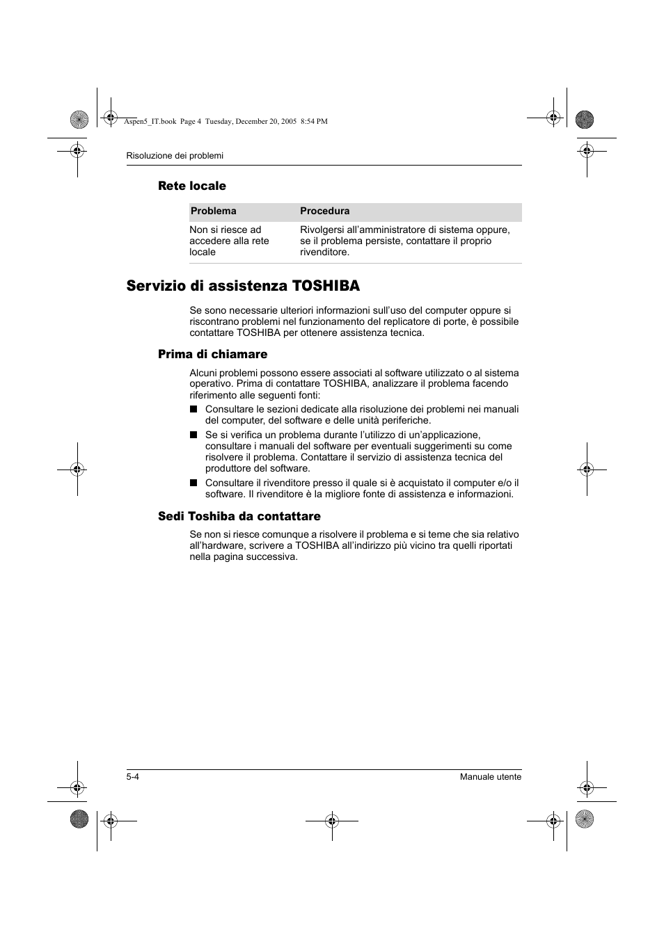 Servizio di assistenza toshiba | Toshiba Express Port Replicator User Manual | Page 192 / 280