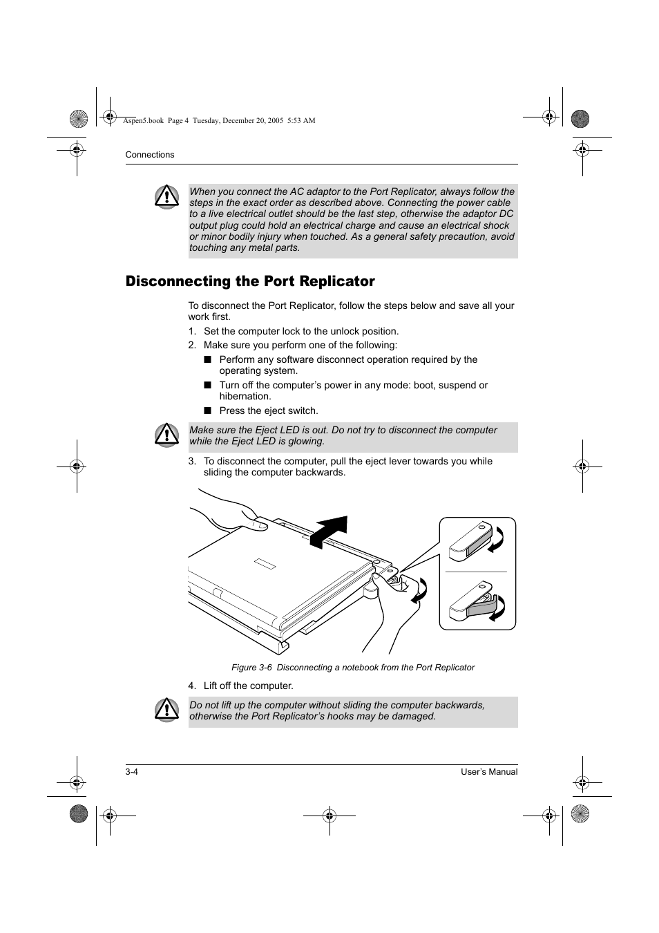 Disconnecting the port replicator | Toshiba Express Port Replicator User Manual | Page 22 / 280