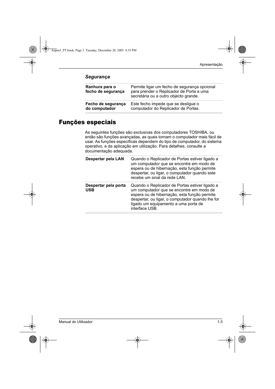 Funções especiais | Toshiba Express Port Replicator User Manual | Page 251 / 280