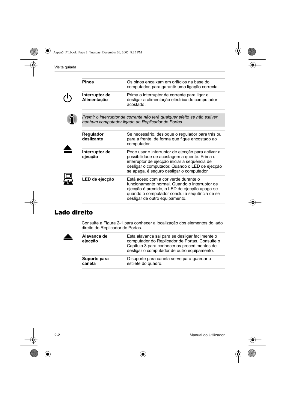 Lado direito | Toshiba Express Port Replicator User Manual | Page 254 / 280