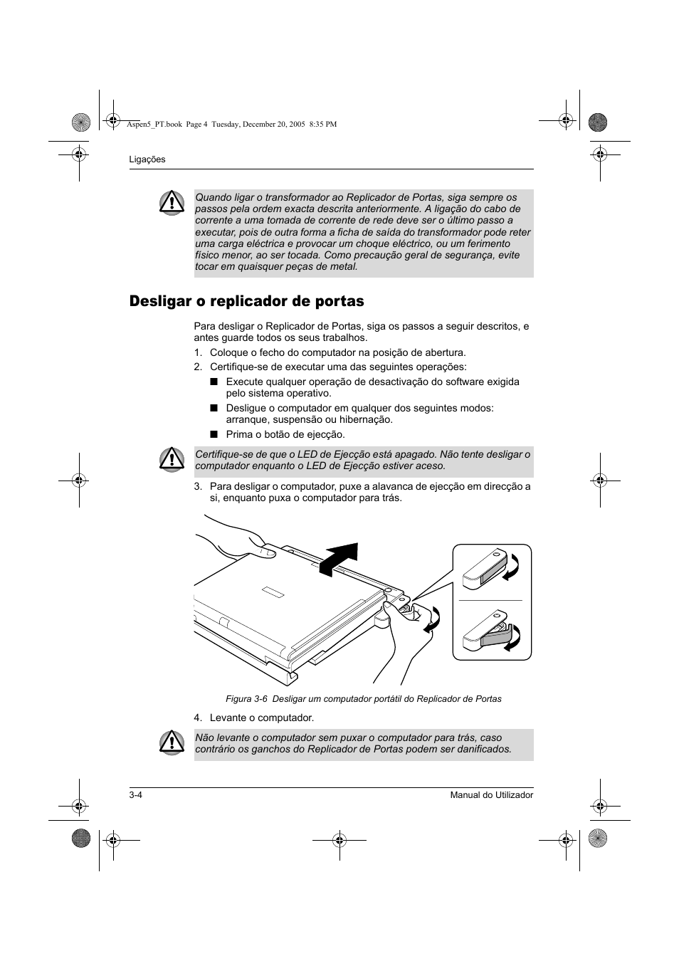 Desligar o replicador de portas | Toshiba Express Port Replicator User Manual | Page 262 / 280