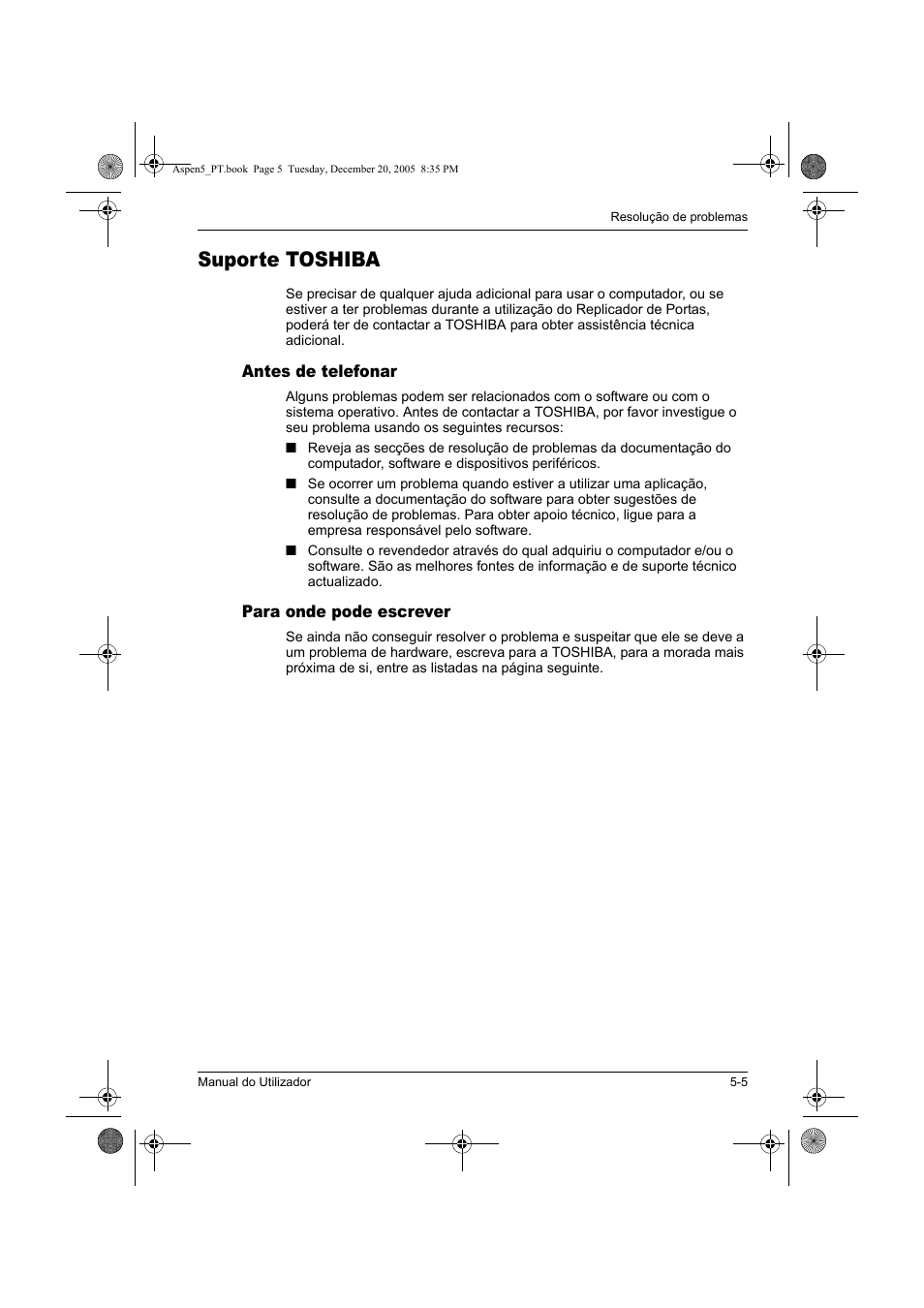 Suporte toshiba | Toshiba Express Port Replicator User Manual | Page 273 / 280