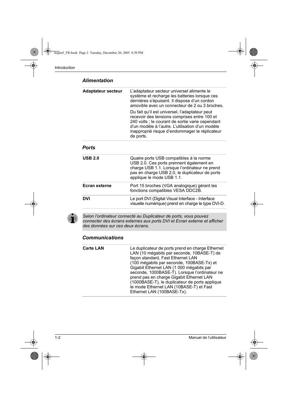 Toshiba Express Port Replicator User Manual | Page 50 / 280