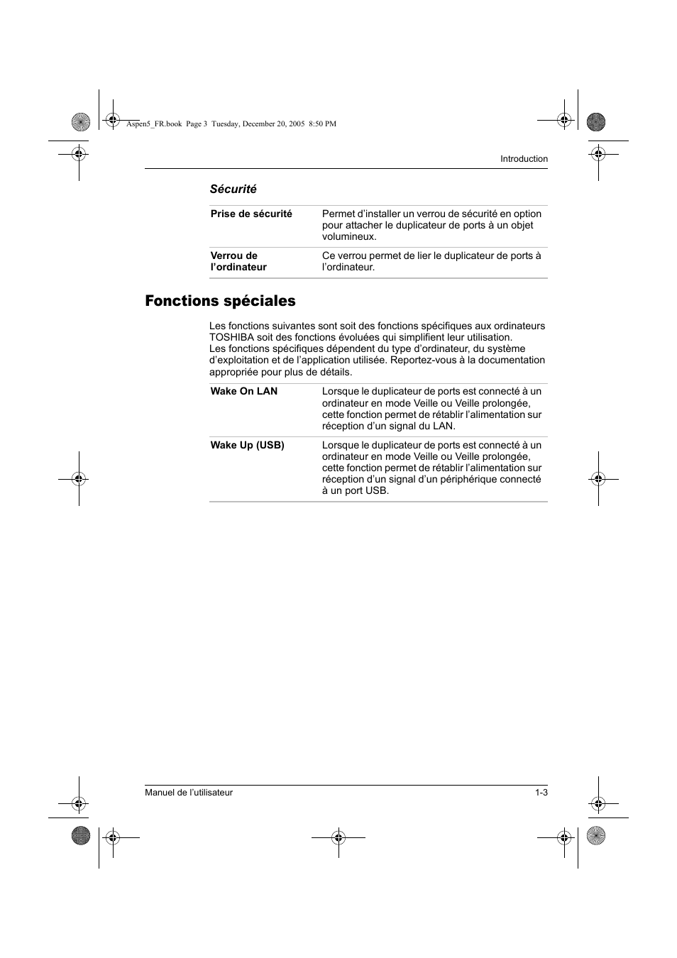 Fonctions spéciales | Toshiba Express Port Replicator User Manual | Page 51 / 280