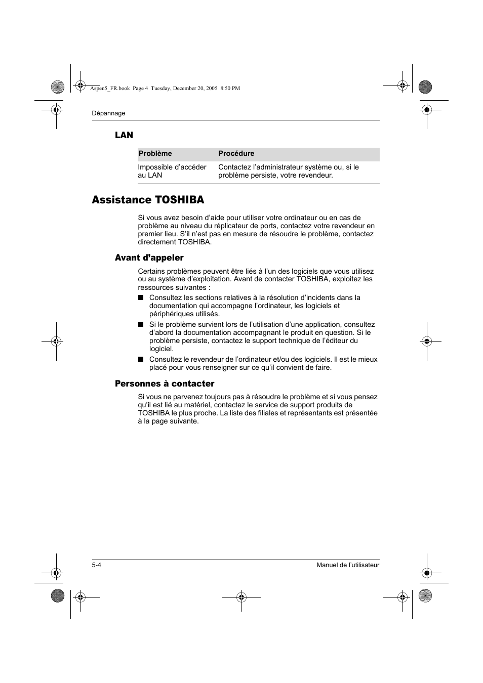 Assistance toshiba | Toshiba Express Port Replicator User Manual | Page 72 / 280