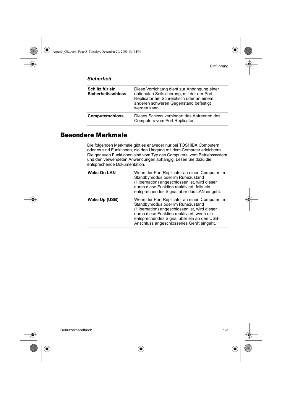 Besondere merkmale | Toshiba Express Port Replicator User Manual | Page 91 / 280