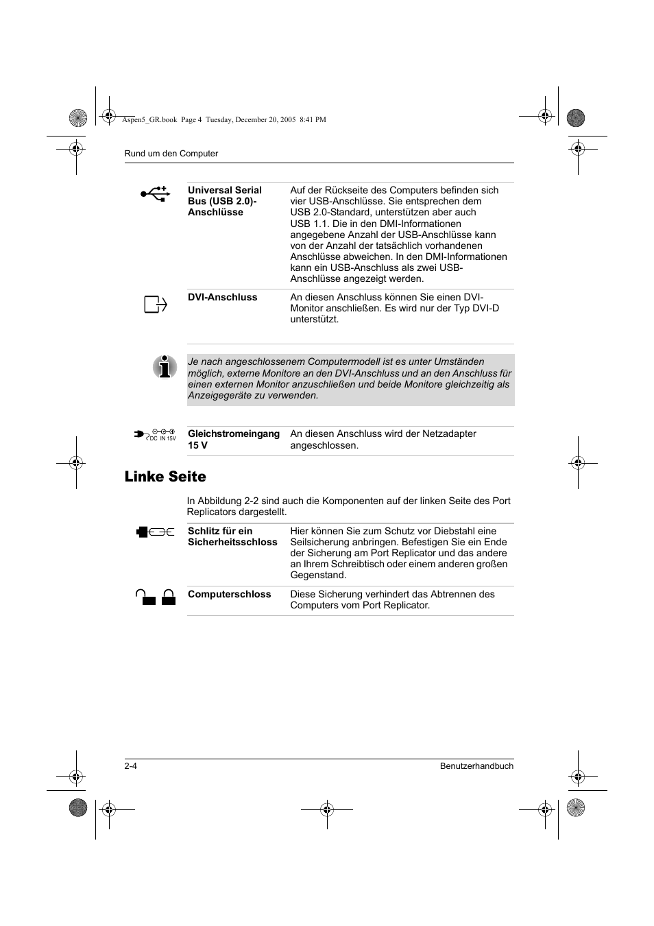 Linke seite | Toshiba Express Port Replicator User Manual | Page 96 / 280