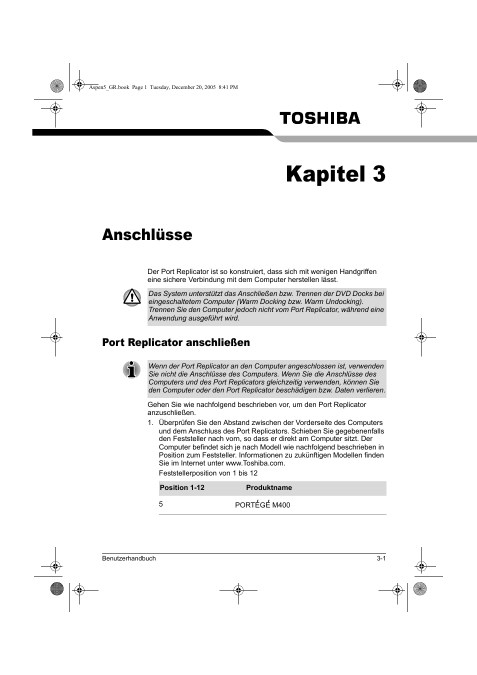 Kapitel 3, Anschlüsse, Port replicator anschließen | Toshiba Express Port Replicator User Manual | Page 99 / 280