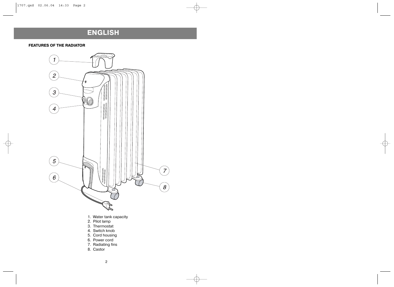 English | Vitek VT-1707 User Manual | Page 2 / 6