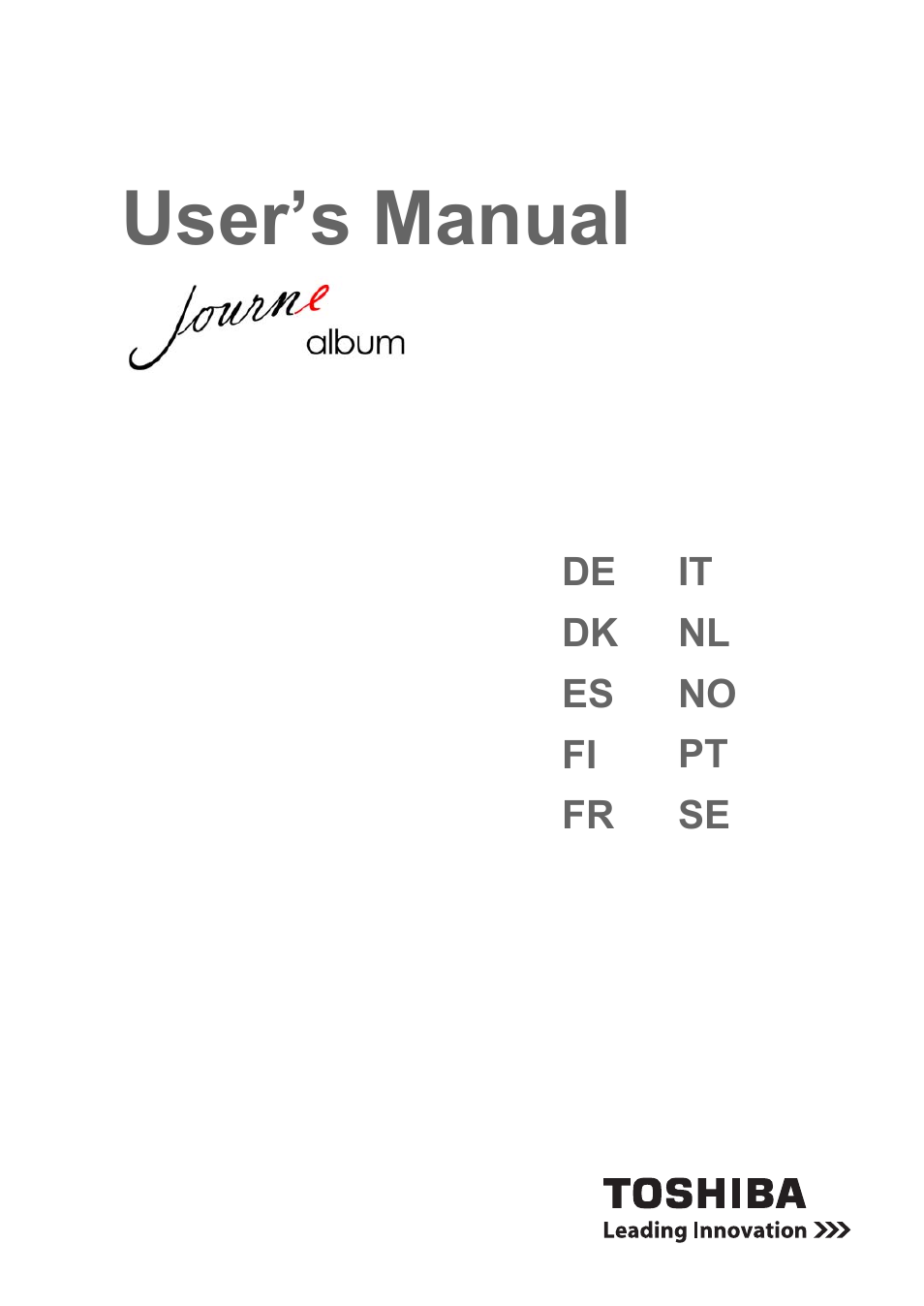 Toshiba JournE album User Manual | 354 pages