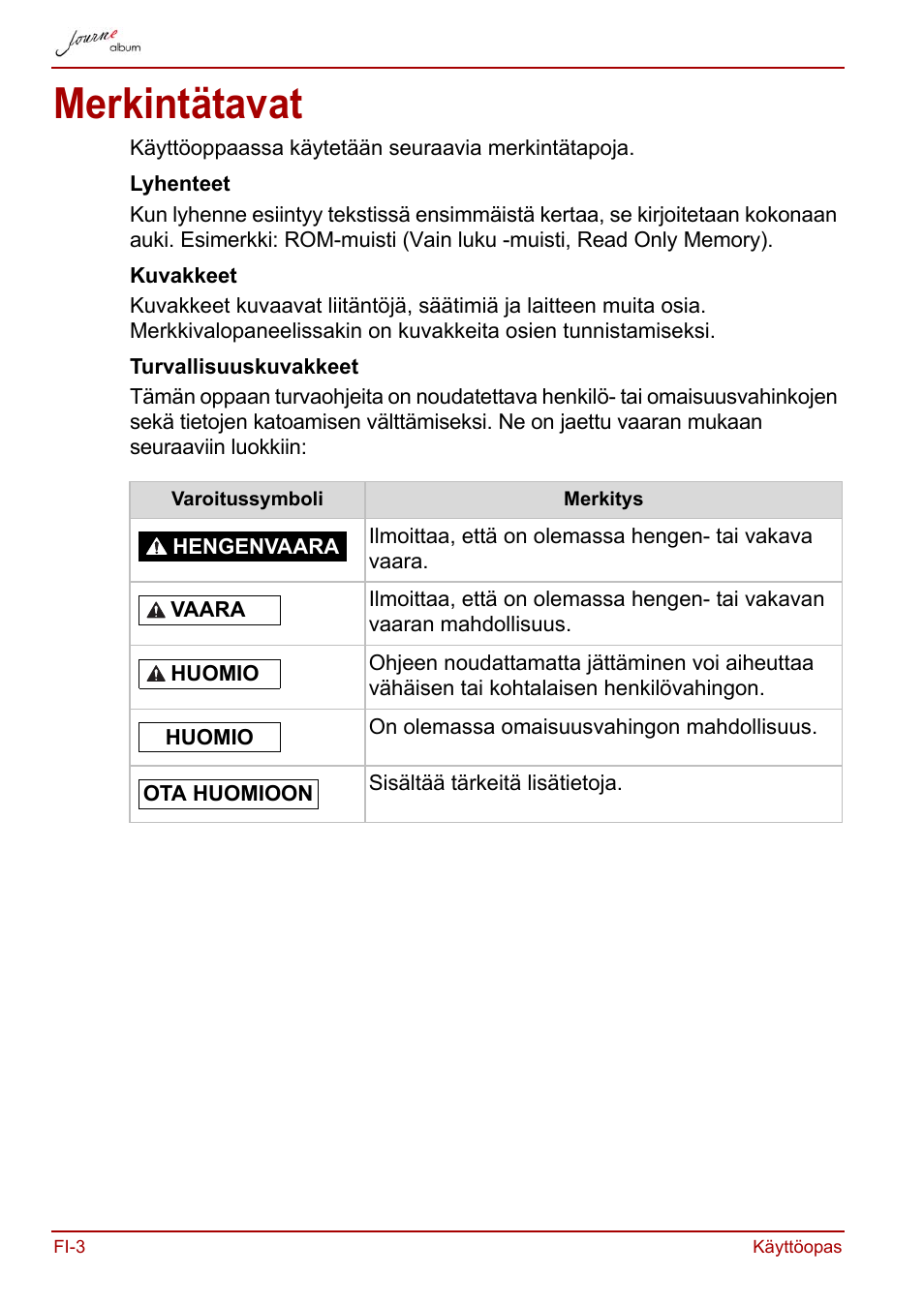 Merkintätavat | Toshiba JournE album User Manual | Page 132 / 354