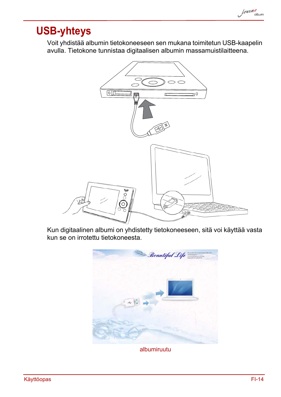Usb-yhteys | Toshiba JournE album User Manual | Page 143 / 354