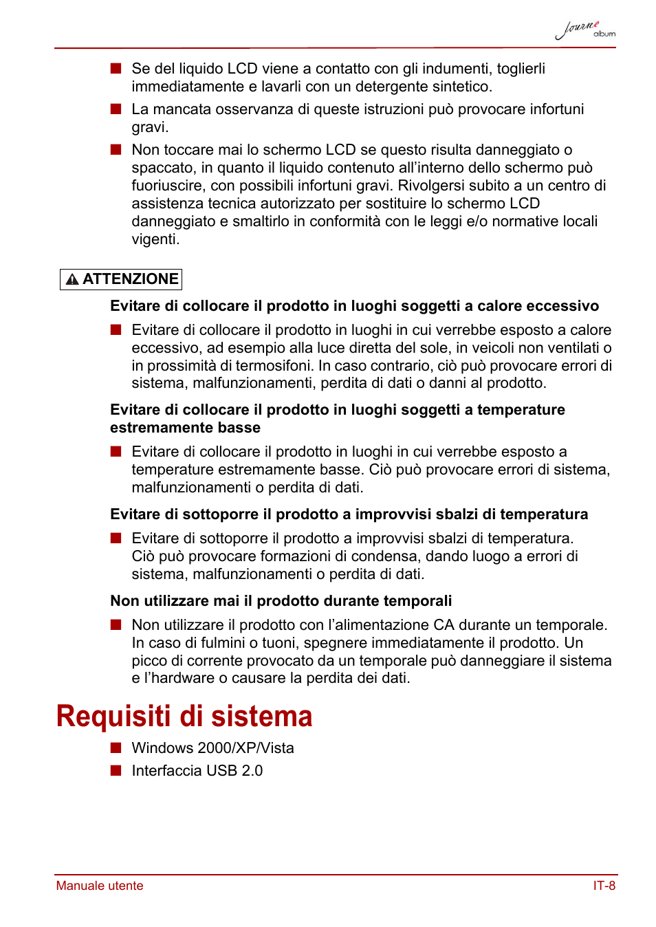 Requisiti di sistema | Toshiba JournE album User Manual | Page 201 / 354