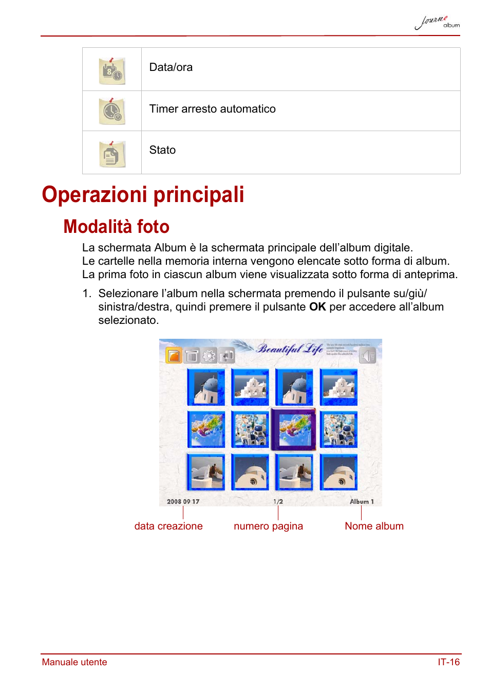 Operazioni principali, Modalità foto | Toshiba JournE album User Manual | Page 209 / 354