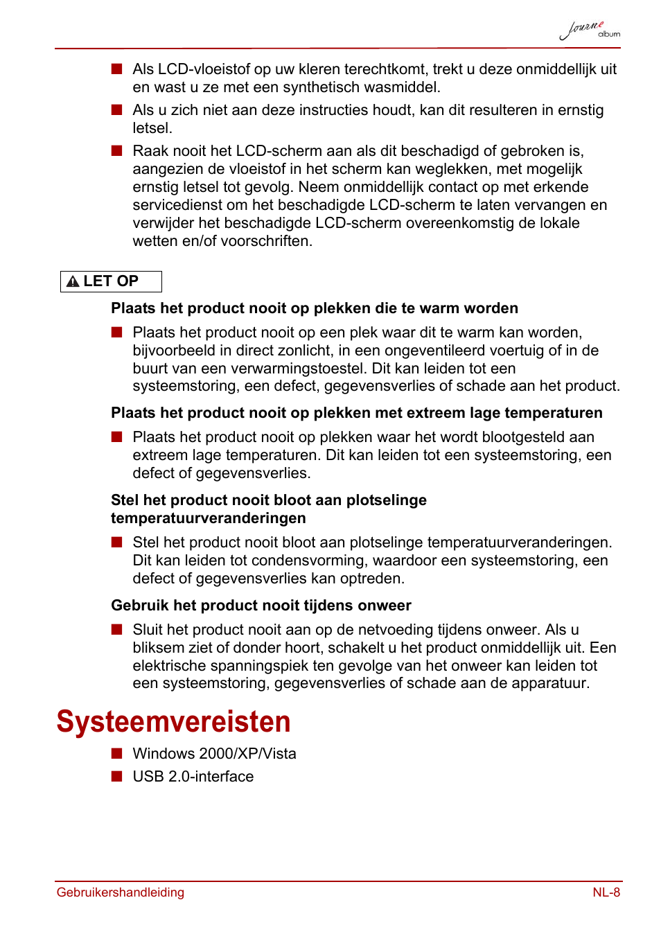 Systeemvereisten | Toshiba JournE album User Manual | Page 233 / 354