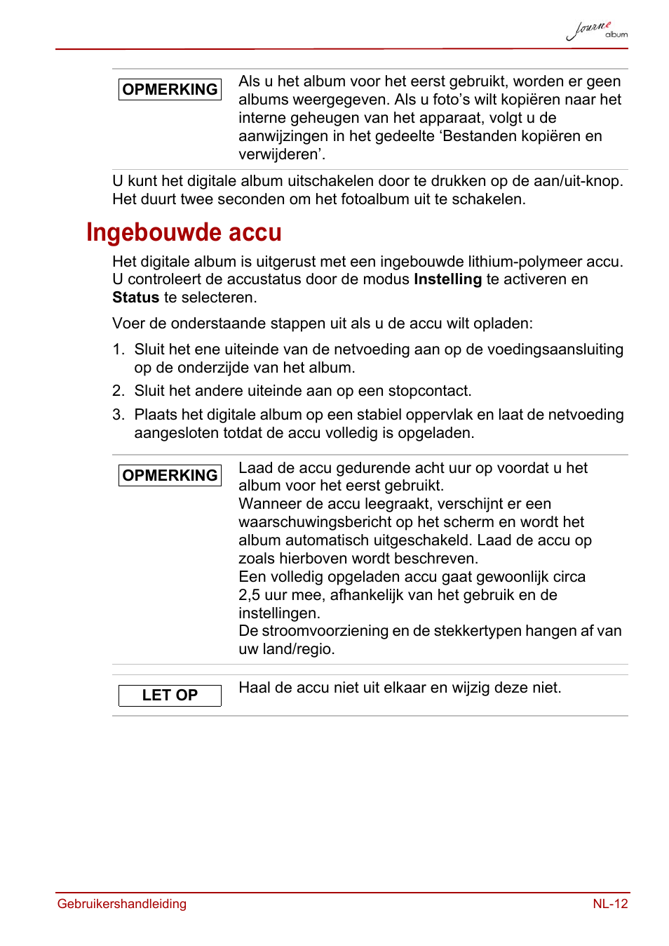 Ingebouwde accu | Toshiba JournE album User Manual | Page 237 / 354