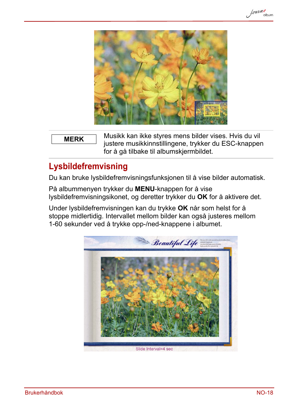 Lysbildefremvisning | Toshiba JournE album User Manual | Page 275 / 354