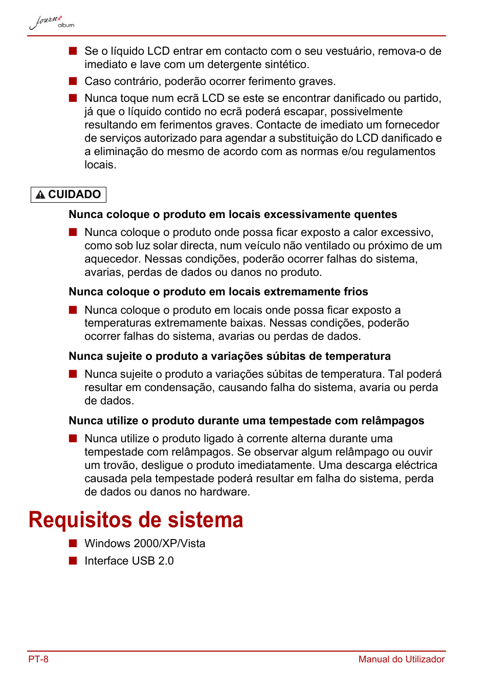 Requisitos de sistema | Toshiba JournE album User Manual | Page 296 / 354