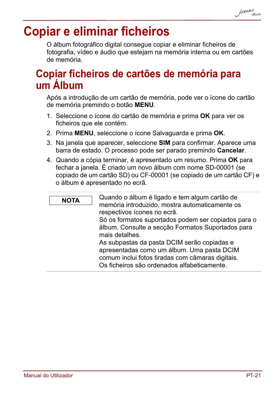 Copiar e eliminar ficheiros | Toshiba JournE album User Manual | Page 309 / 354