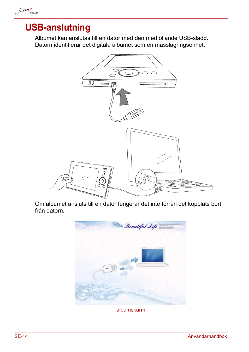 Usb-anslutning | Toshiba JournE album User Manual | Page 334 / 354