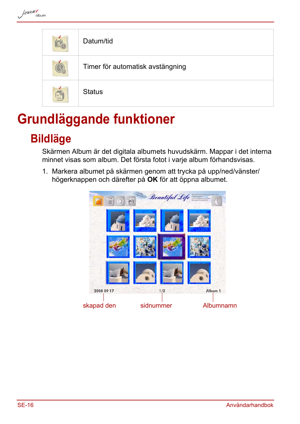 Grundläggande funktioner, Bildläge | Toshiba JournE album User Manual | Page 336 / 354