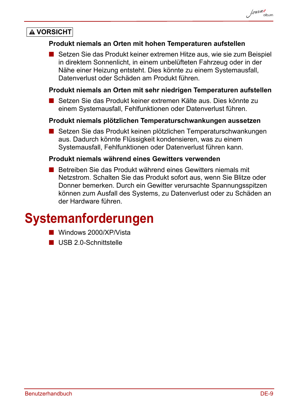 Systemanforderungen | Toshiba JournE album User Manual | Page 41 / 354