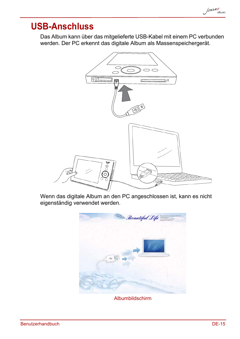 Usb-anschluss | Toshiba JournE album User Manual | Page 47 / 354