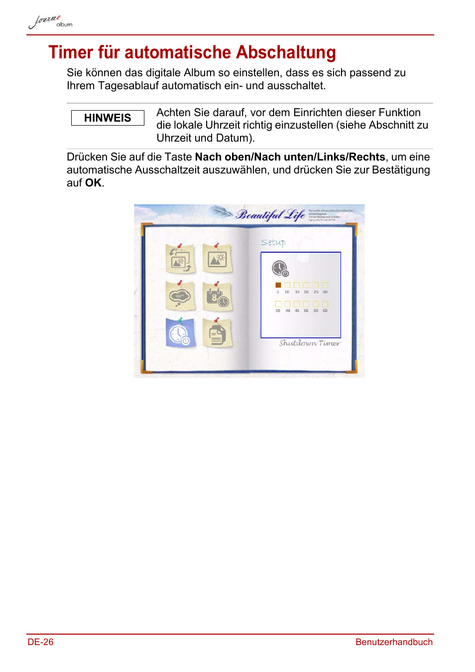 Timer für automatische abschaltung | Toshiba JournE album User Manual | Page 58 / 354
