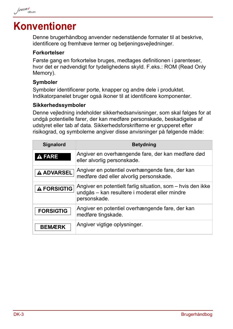 Konventioner | Toshiba JournE album User Manual | Page 68 / 354